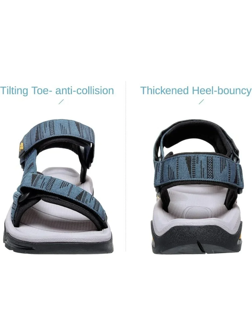 Men's Light Blue Arch Support Open Toe Beach Comfortable Hiking Sandals Shoes
